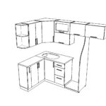 Проект с чертежами для сборки угловой кухни размером 1420х2240.