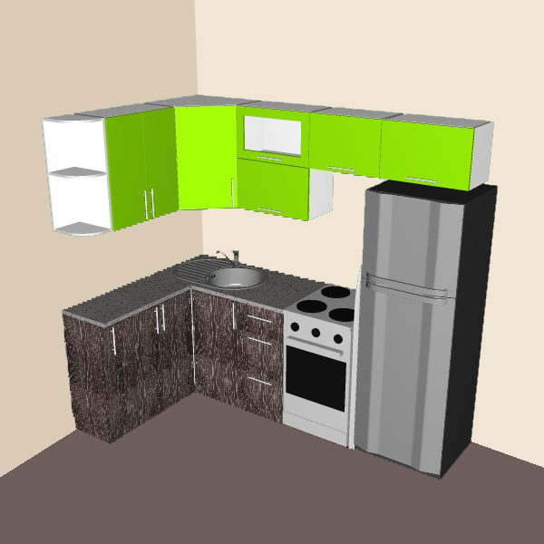 Проект с чертежами для сборки угловой кухни размером 1420х2240.